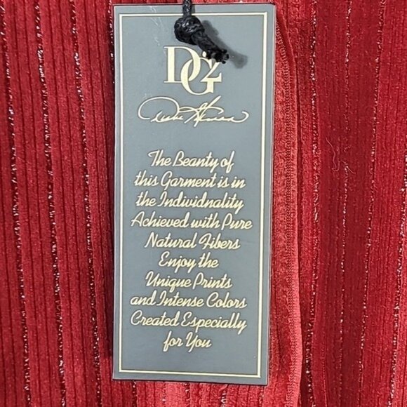 NWT DG2 Velvet Button Up Shirt 2X Red Silver Thread Holiday Glam Long Sleeve - Picture 7 of 14